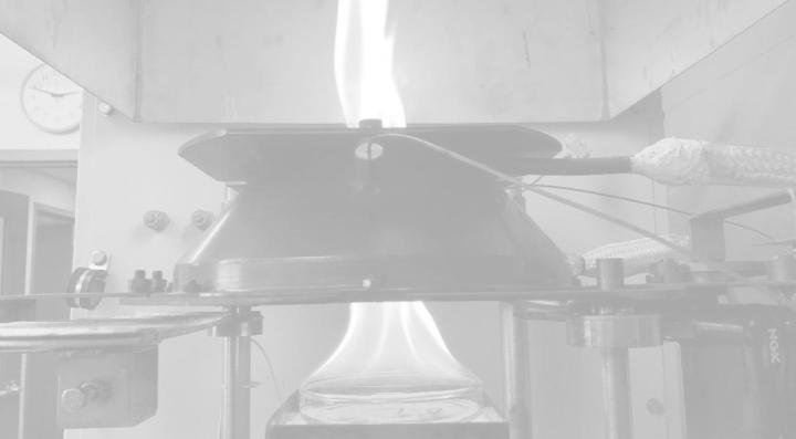 Cone calorimeter with flames black and white