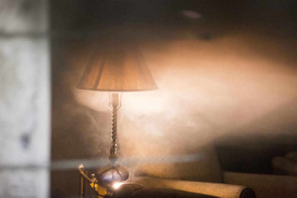 Lamp in smoky room
