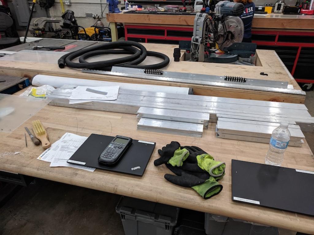 Lab table with tools