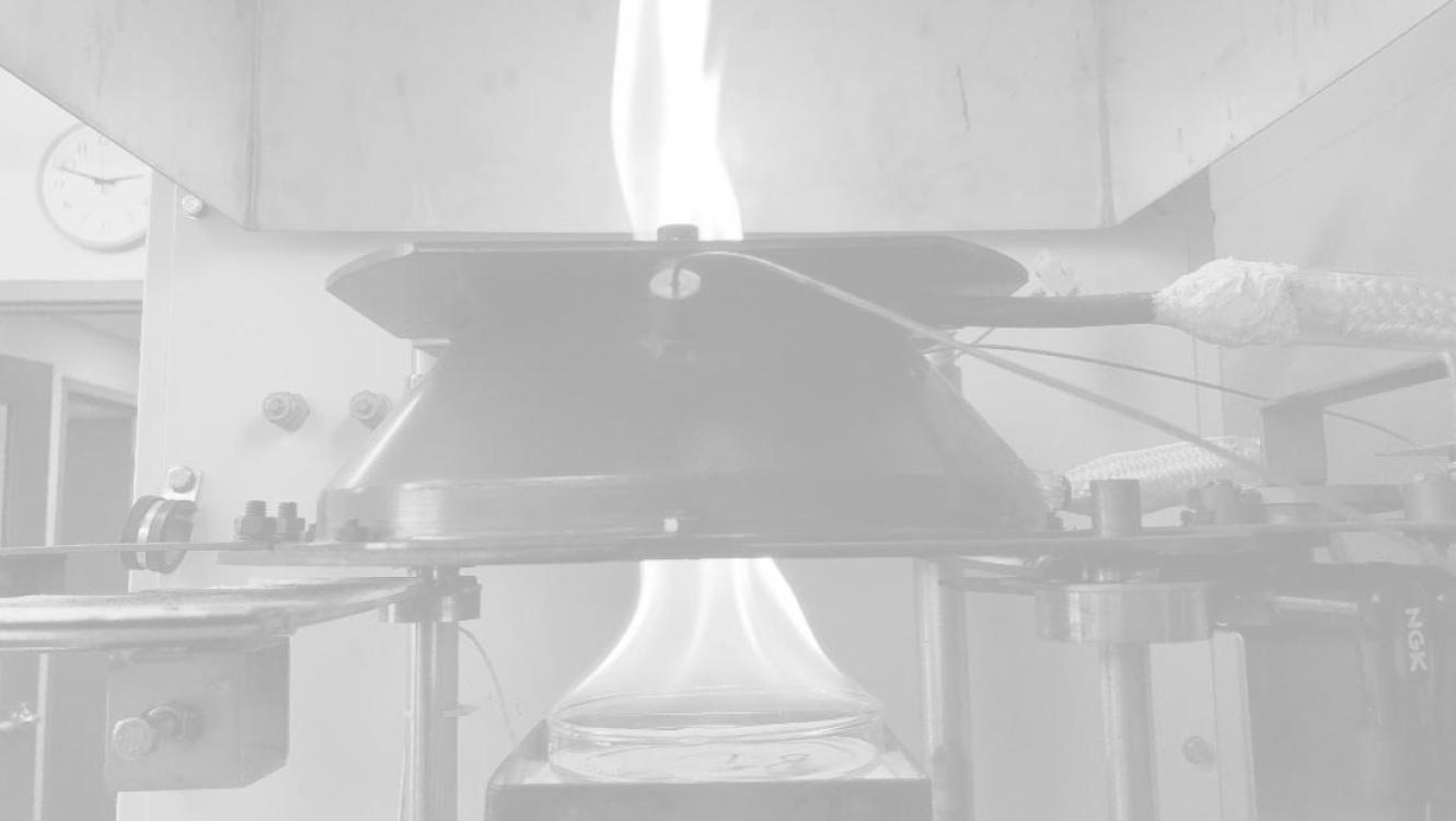 Cone calorimeter with flames black and white
