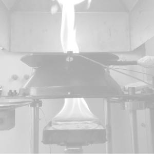 Cone calorimeter with flames black and white