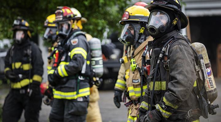 Firefighters in full SCBA