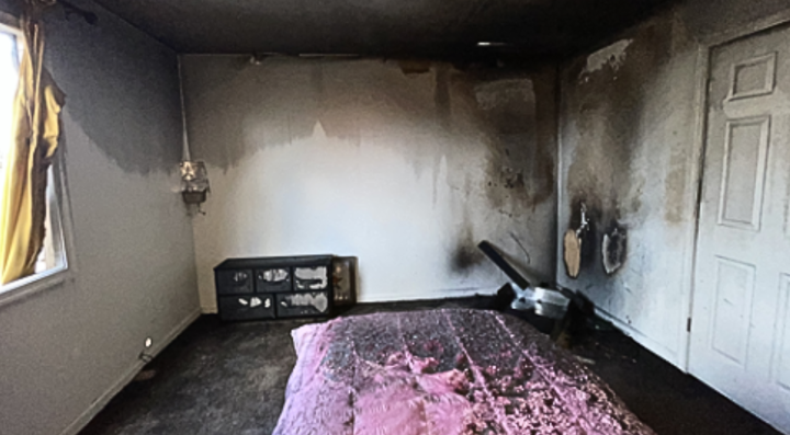 Experiment room post-test after the e-scooter in a residential home ignited once lithium-ion batteries entered thermal runaway.