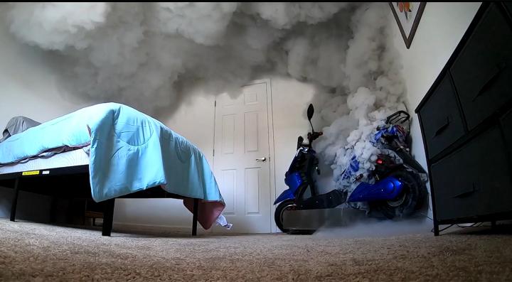 Overcharge of e-scooter in a bedroom
