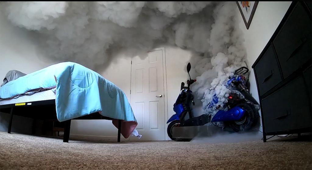 Overcharge of e-scooter in a bedroom