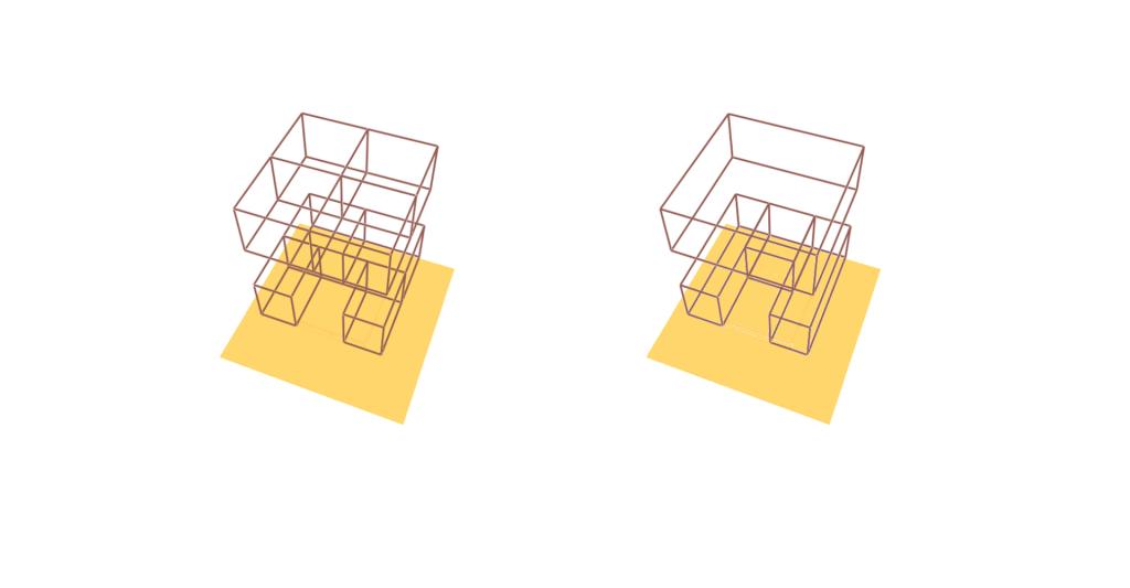 Figure shows an example where blockages are drawn as specified in the input file and drawn split at mesh interfaces