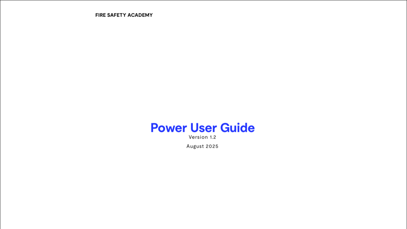 Thumbnail of Fire Safety Academy Power User Guide