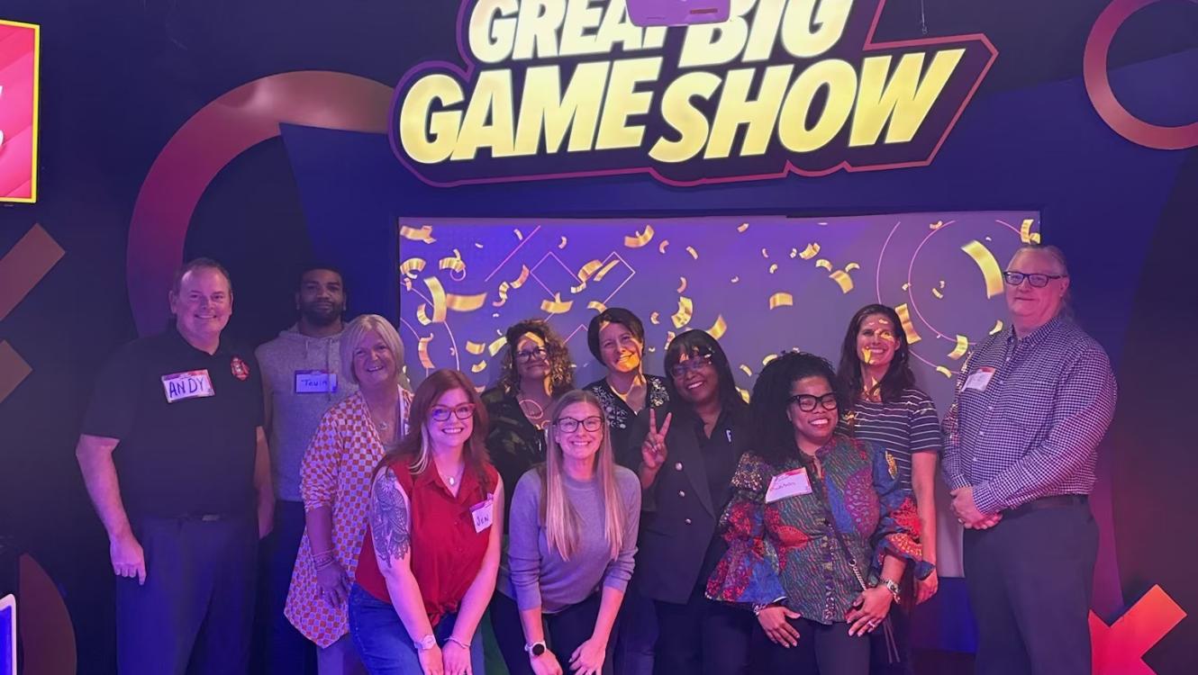 Members of the PAC gather together for team building by participating in the Great Big Game Show