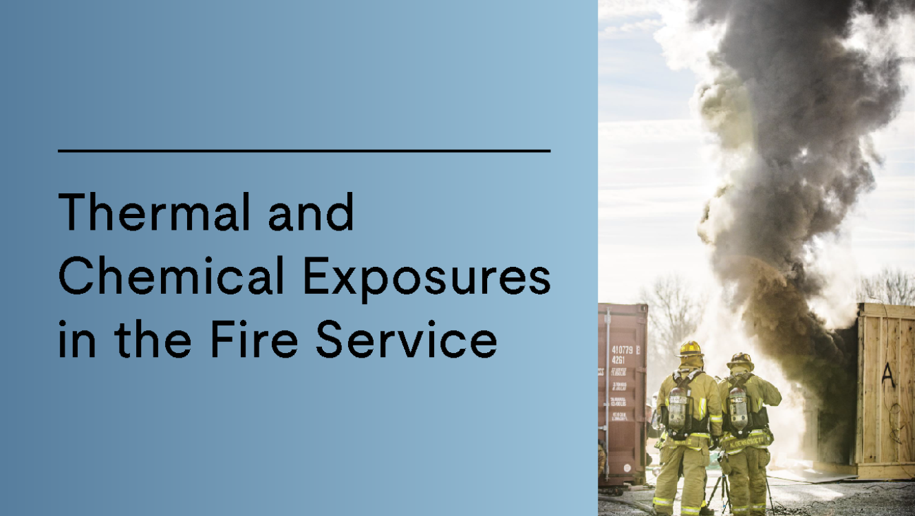 firefighters putting out fire, an image for thermal and chemical exposures training for fire service 