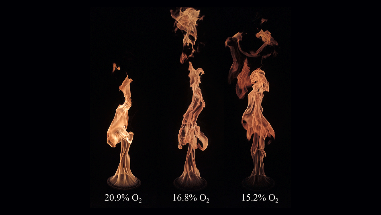FM burner sequences at 20.9%, 16.8%, and 15.2% oxygen