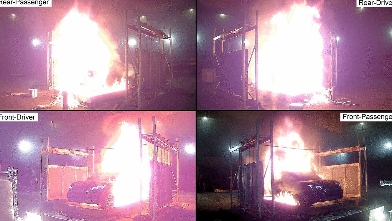 Video frame captures for the FM experiment at the peak HRR time