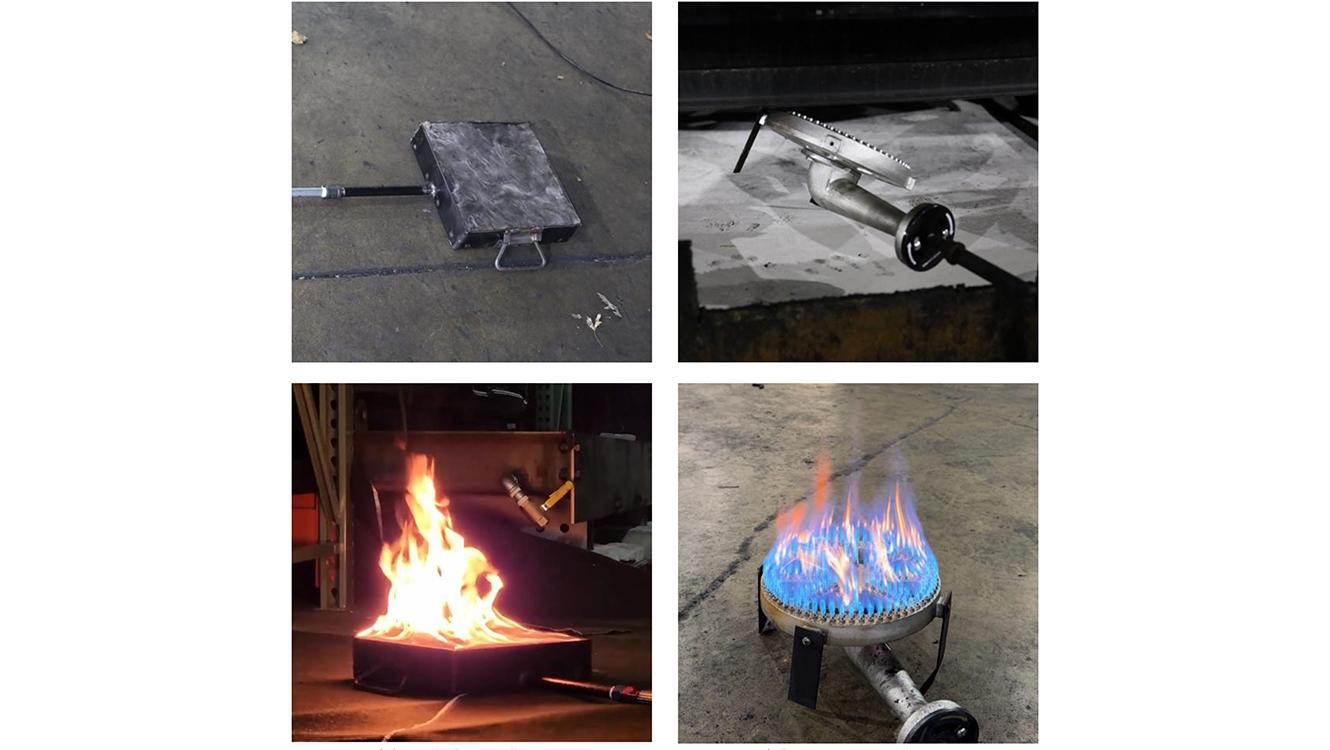 Diffusion and premixed burners used to initiate the vehicle fires