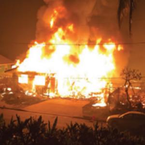 A fully engulfed structure during the August 2023 Lahaina fire