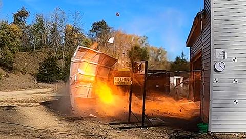 ULRI fire safety experts investigate explosion hazards from lithium-ion battery thermal runaway in a residential garage test structure.