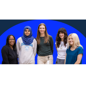 Group photo of FSRI's 2025 interns on a blue background