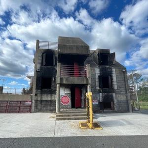 Exterior view of the burn building used for firefighting training
