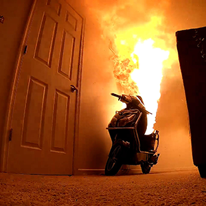 E-scooter on fire inside home
